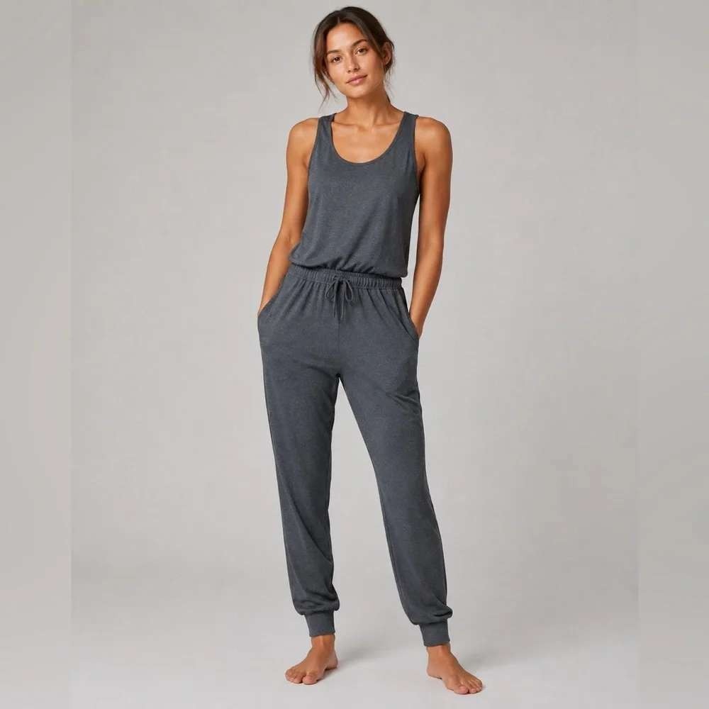 Patagonia Seabrook Jumpsuit Women Large Gray Sleeveless Drawstring Waist Soft